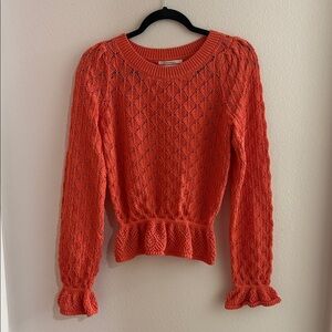Anthropologie Vibrant Orange Knit Sweater